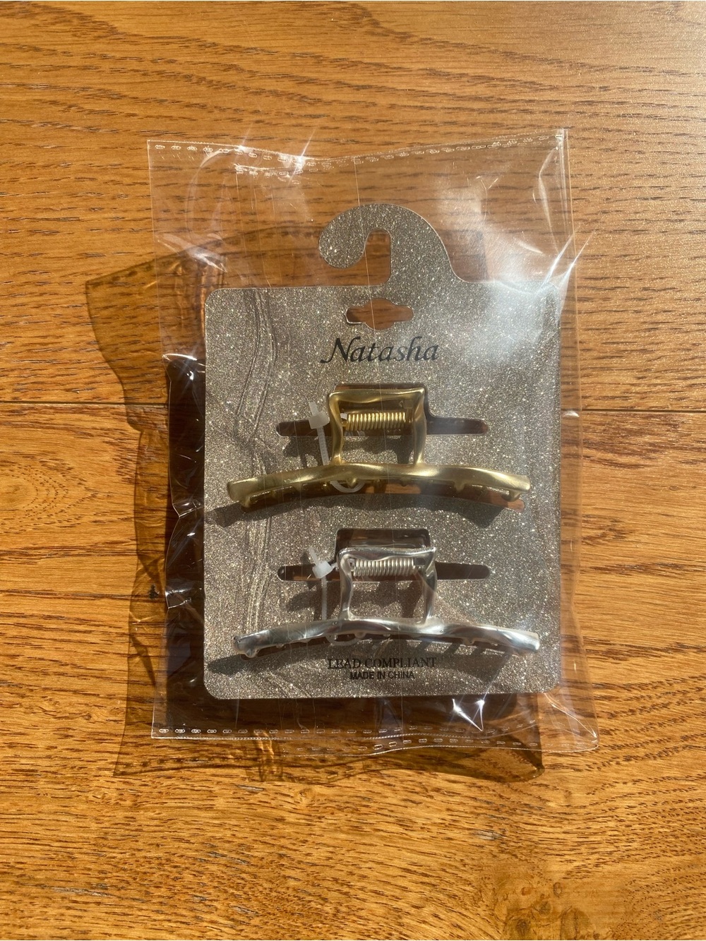Natasha Couture Metallic Metal Piece Gold and Silver Hair Claw Clips